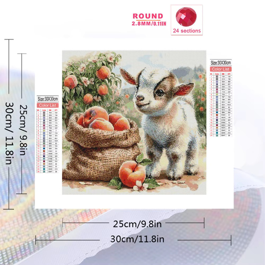 Evershine Diamond Painting DIY Set Schafe und Pfirsich Obst Motiv in Multicolour, B/B/B: 20 x 20 x 20 cm - Bild 2