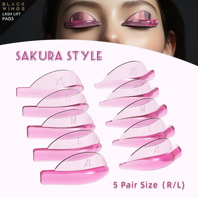 BLACKWINGS Silikon Wimpern Dauerwelle Pad, 5 Paare, Rosa - Bild 1