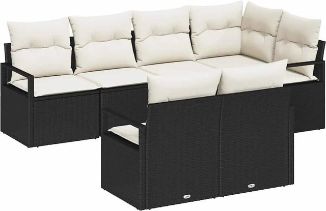 7-teiliges vidaXL Garten-Sofa-Set aus Poly-Rattan in Schwarz - Bild 1