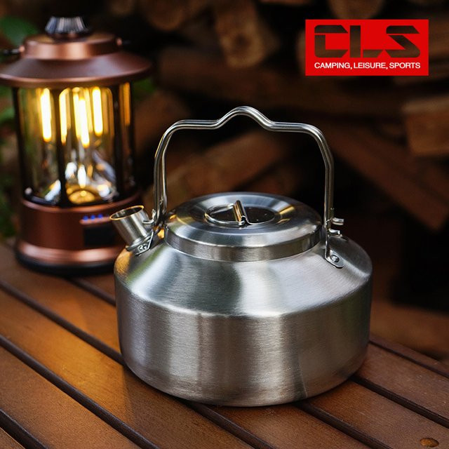 CLS Outdoor Edelstahl Wasserkocher mit Verriegelungsgriff für Camping und Picknick, Silber, 1 l - Bild 1