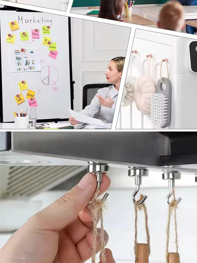 Mognot Neodym-Magnet mit Metallhaken 16 mm für Kühlschrank, Küche und Büro - Bild 3