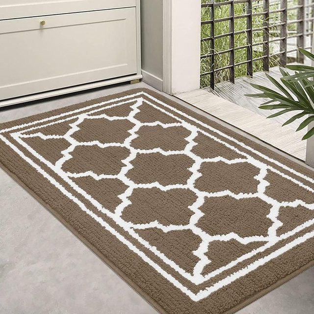 Rutschfeste Marokko Eingangsmatte aus Polypropylen in Braun, B/T: 60 x 90 cm - Bild 1