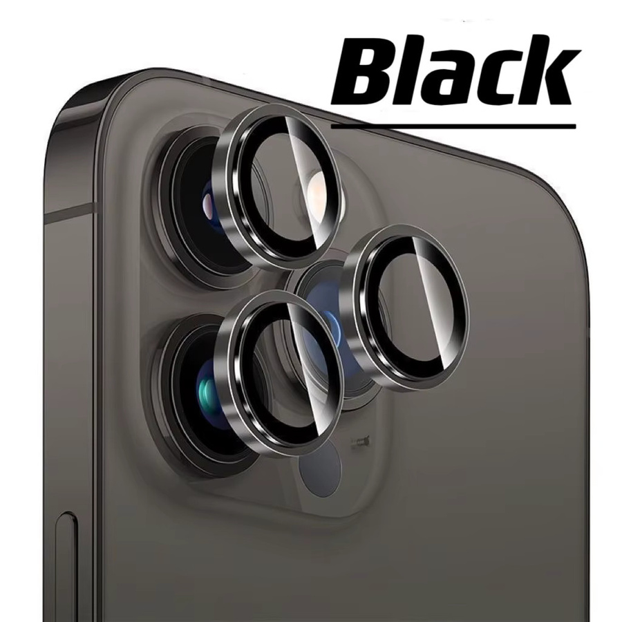 Kamera Objektiv Schutz aus gehärtetem Glas mit Metallring für Apple iPhone 15 14 13 12 11 Pro Max Plus Mini in Purple - Bild 2