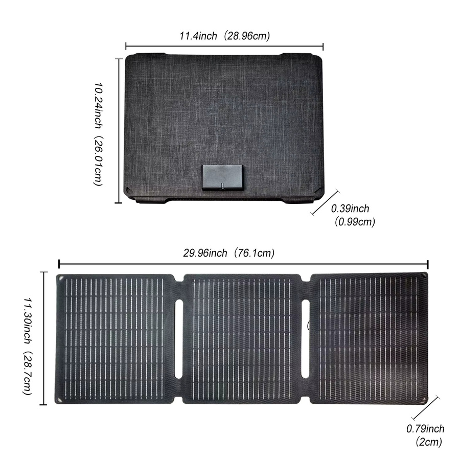 JINGYANGPV Tragbares faltbares Solarpanel mit ETFE-Technologie, 35W bis 100W, Schwarz, mit USB-A und USB-C Schnellladefunktion für Camping und Wohnmobil - Bild 2