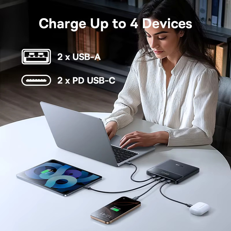 Baseus Blade H1 Powerbank 20000mAh mit 100W Schnellladung, PD und QC, 2 x USB-A und 2 x USB-C, Schwarz - Bild 5