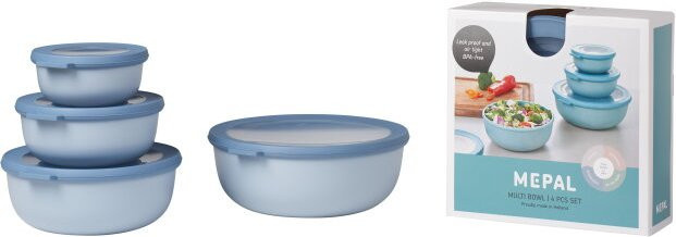 Mepal Multischüssel Set Cirqula flach, 4-teilig, Nordic Blue, luftdicht, lebensmittelecht und stapelbar, Füllmengen: 350 ml, 750 ml, 1250 ml, 2250 ml - Bild 1
