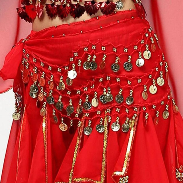 Houspace Hüfttuch Damen, Kette, Gürtel, Gold Silber Münzen, rot - Bild 1