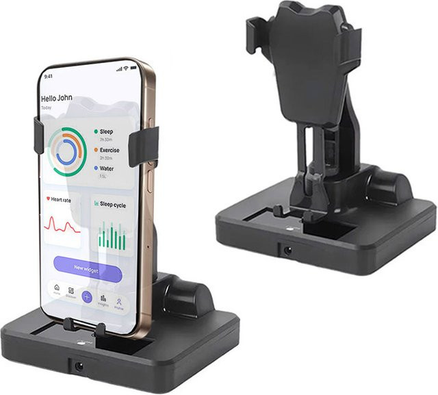 Mrgabwte Automatischer Handy-Schüttler für den Schreibtisch in Schwarz mit Schrittzähler-Funktion und stummschaltbarem Handyhalter - Bild 1