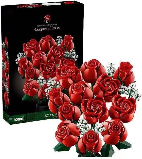 CanvasHue Rosenstrauß DIY Bausteine Set in Rot für Valentinstag und Dekoration - Bild 1