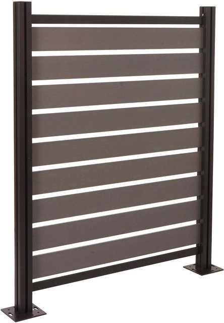 MCW Alu Mülltonnen-Zaun K57 Basiselement Mülltonnenverkleidung Holzoptik Grau B/H/T: 130 x 110 x 6 cm - Bild 1