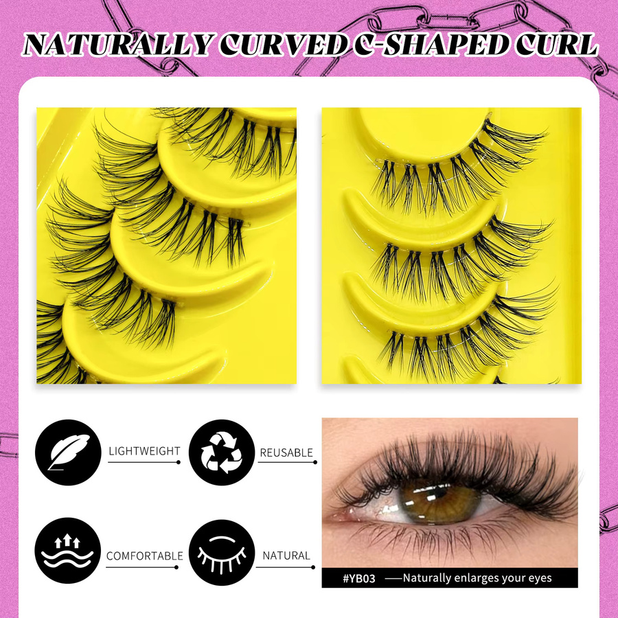 VELTRINAY Falsche Wimpern, Wispy, Natürlich aussehend, 3/4 Wimpern - Bild 6