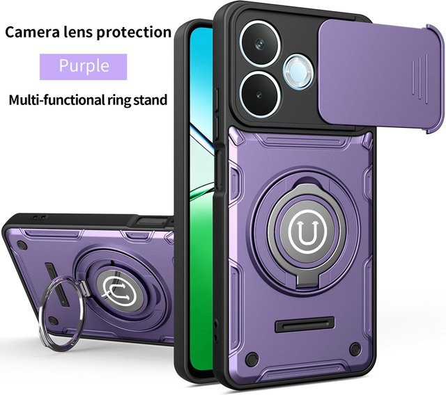 Magnetische Armor Handyhülle für OPPO A5 Pro 5G mit Ringhalter und MagSafe Unterstützung in Purple - Bild 1