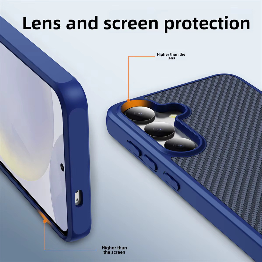 Luxus Business Handyhülle mit Carbon-Struktur für Samsung Galaxy S25 Ultra, S24 und S23 Plus in Schwarz und Blau - Bild 3