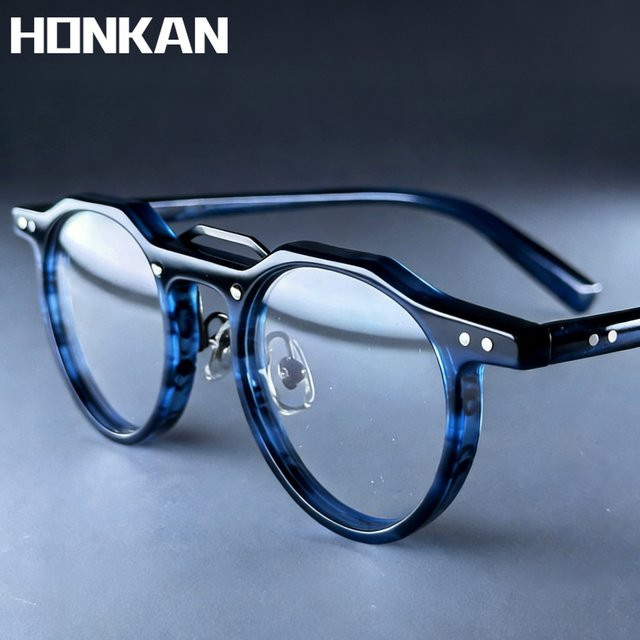 HONKAN.WZ Korrektionsbrille, Acetat, Rund, Vollrand, Blau, Unisex - Bild 1