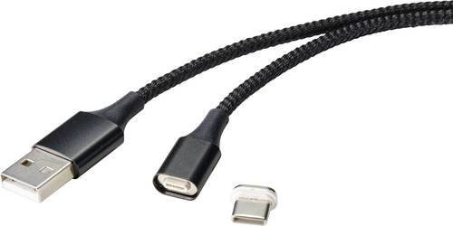 Renkforce USB 2.0 Kabel mit magnetischem Stecker USB-A auf USB-C in Schwarz, Länge: 1,00 m, Modell RF-4746076 - Bild 1