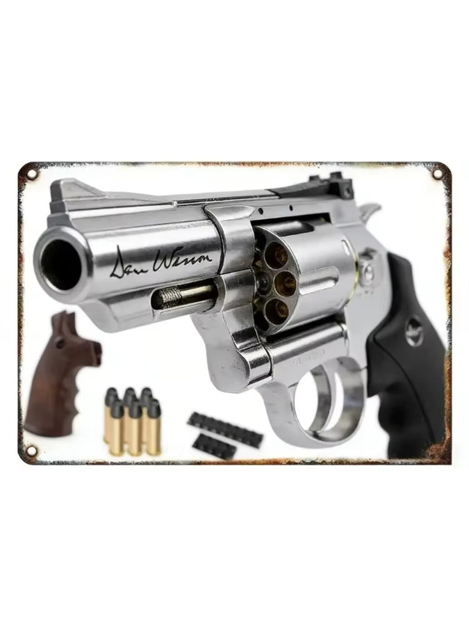 CIFBUY 2D-Militärschild aus Metall in Pistolenform, Wanddekoration im Vintage-Stil, Farbe: Silber, Breite: 20,0 cm, Höhe: 30,0 cm - Bild 3