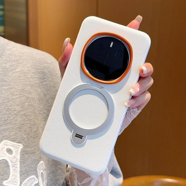 Magnetische Handyhülle für Honor Magic 7, Magic 7 Pro, Magic 6 und Magic 6 Pro in Schwarz mit drehbarer Halterung, stoßfest und fingerabdruckresistent - Bild 1