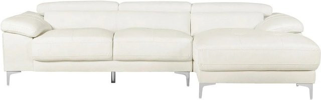 Vente-unique Sofa Solange in Weiß, L-Form mit Rindsleder und Polyurethan, Breite: 265 cm - Bild 1