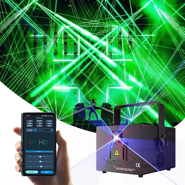 SHEHDS RGB LED Effektlicht mit App- und WiFi-Steuerung, 3W, Multicolour, DMX-512 und ILDA-Protokolle für DJ, Disco und Party - Bild 1