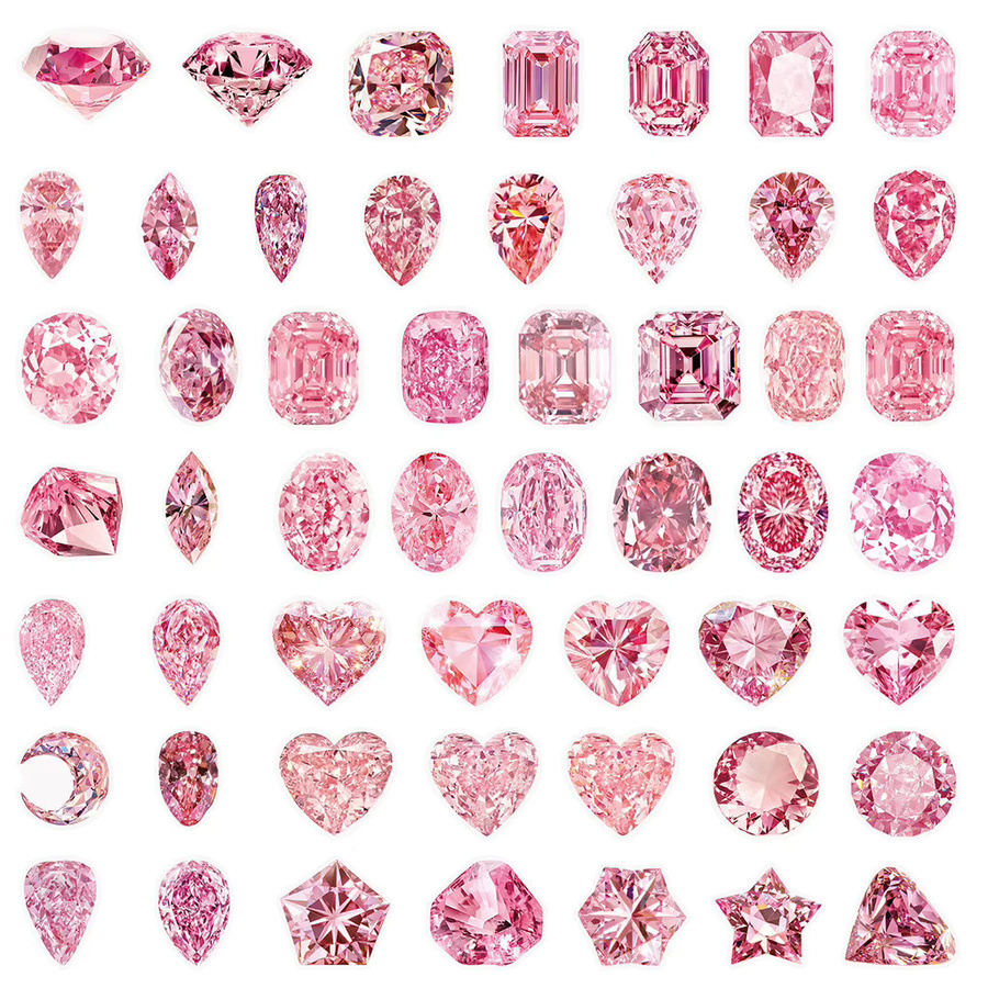 50 Stück transparente rosa Diamant-Aufkleber von AnimeWorlds Store zur Dekoration von Handyhüllen, Tassen und Gepäck - Bild 2