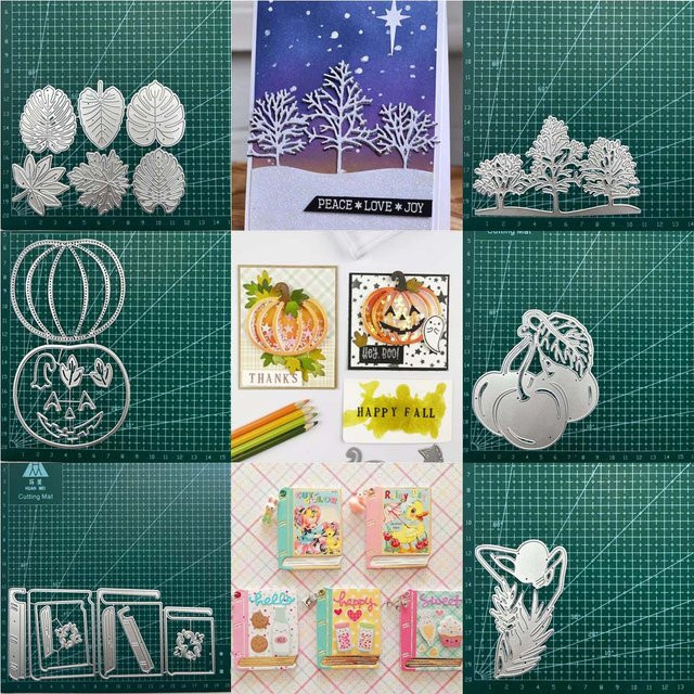 Metall Stanzformen für Scrapbooking und DIY Bastelarbeiten mit Ahornblättern und Kürbis-Motiven für Halloween und Dekorationen - Bild 1