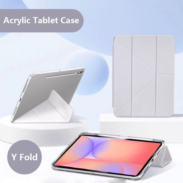 Samsung Galaxy Tab S10 Lite Schutzhülle mit Stifthalter und Smart Fold Funktion, Acryl Case in Transparent oder Grau, Standfunktion für 10,9 Zoll Display - Bild 1