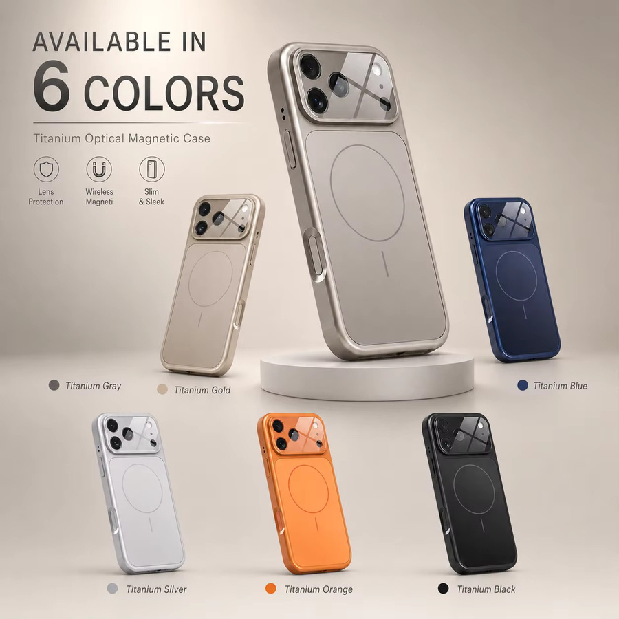 VOUVI Handyhülle mit metallischer Textur und Magnetfunktion für iPhone 17 16 15 14 13 Pro Max, stoßfest und kabelloses Laden, Silber oder Orange - Bild 2