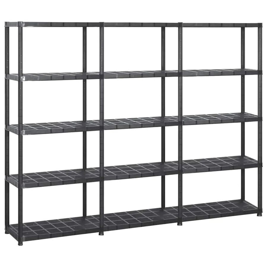 vidaXL Lagerregal mit 5 Böden aus Kunststoff in Schwarz, H x B x T: 170 x 213 x 38 cm - Bild 2