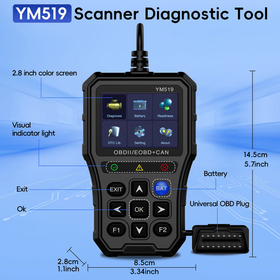 RUOGINSS OBD2-Scanner Auto-Code-Leser in Schwarz zum Lesen und Löschen von DTCs sowie zur Motorfehler-Diagnose mit Datengrafik und Spannungstest - Bild 2