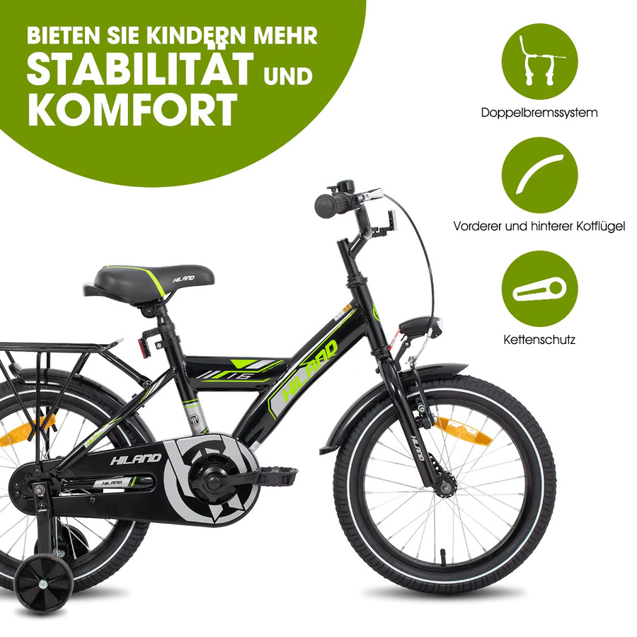 Hiland Rocket Kinderfahrrad Mountainbike, mit Licht und Gepäckträger, ab 5 Jahren - Bild 2