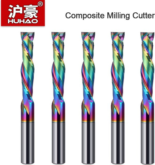 HUHAO 2-Schneiden Spiral-Hartmetallfräser mit 1/2 Zoll Schaft, DLC-beschichteter Kompressionsfräser für die Holzbearbeitung - Bild 1
