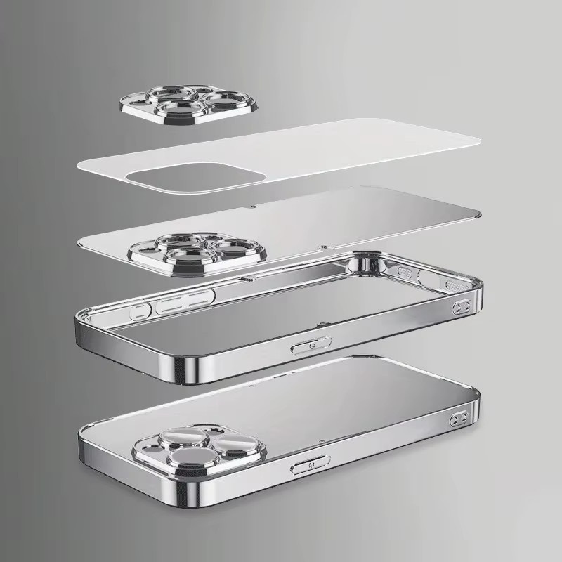 Galvanisierte Handyhülle mit Flugzeug-Route-Glas Design für Apple iPhone 11 bis 17 Pro Max in Schwarz - Bild 3