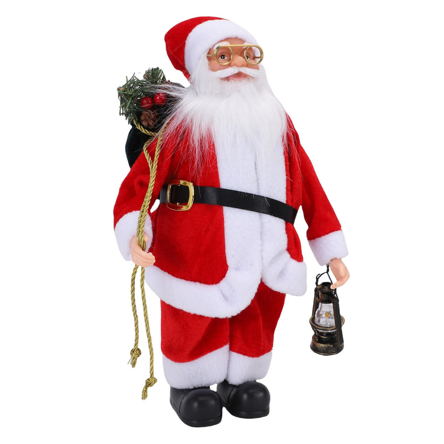 Igeteck Nikolaus-Puppe als Weihnachtsdekoration in Rot und Weiß mit grüner Tasche - Bild 3