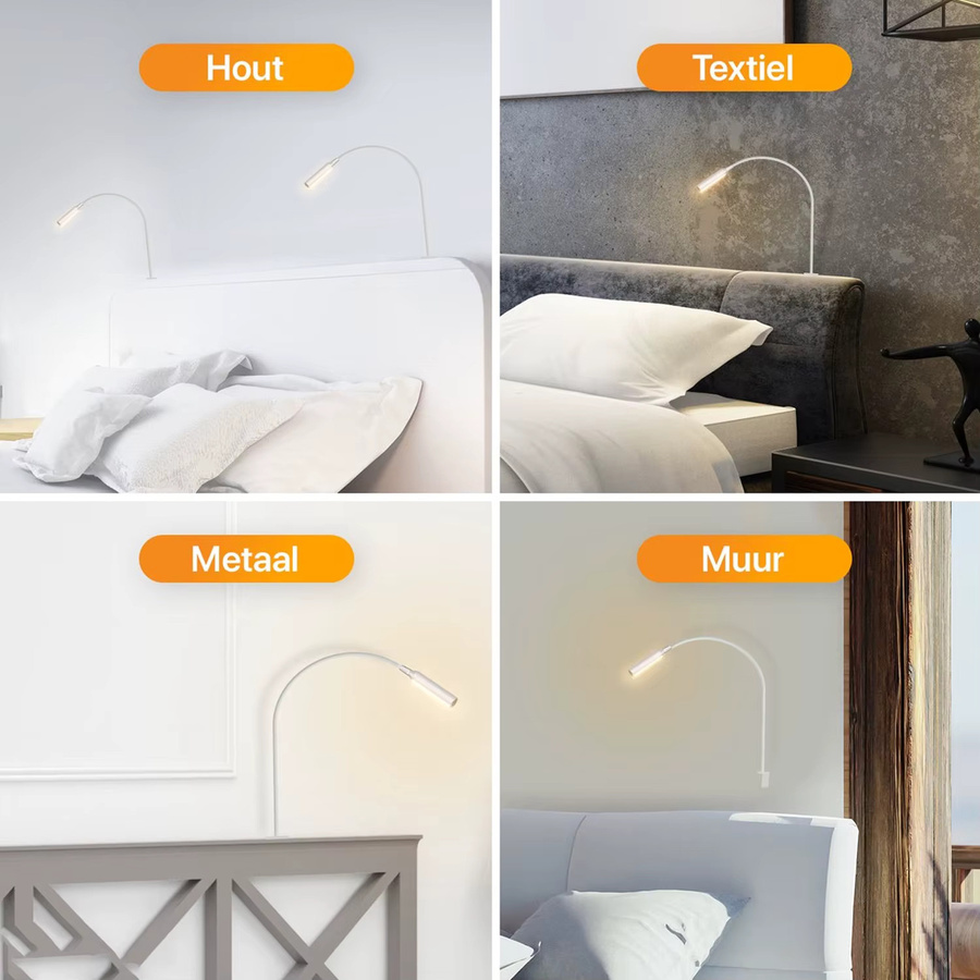 Ouelico 2er Set LED-Nachtlichter in Weiß mit Touch-Steuerung und verstellbarer Beleuchtung für Schreibtisch, Büro und zum Lesen - Bild 3