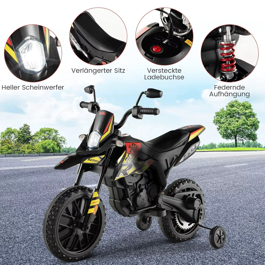 GOFLAME Aprilia Elektro-Motorrad für Kinder, 12-V-Kindermotorrad, Schwarz - Bild 5