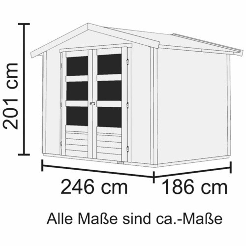 KARIBU Gartenhaus Amberg 3 aus Holz in Beige, B/H/T: 246 x 209 x 186 cm - Bild 3