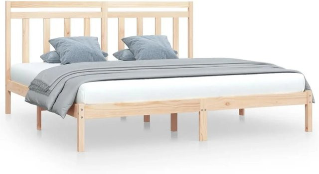 vidaXL Massivholzbett aus Kiefernholz in Braun mit rustikaler Optik B/T/H: 200 x 200 x 205,5 cm - Bild 1