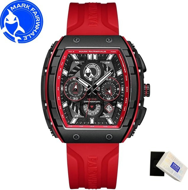 MARK FAIRWHALE Armbanduhr, Chronograph, Tonneau, Quarz, Kunststoff, Schwarz, Herren - Bild 1