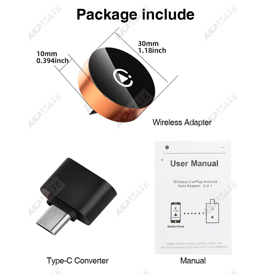AKAMATE 2-in-1 CarPlay und Android Auto Dongle mit Bluetooth und WiFi für Honda Toyota VW Benz Nissan als Plug-and-Play Smart Box - Bild 6