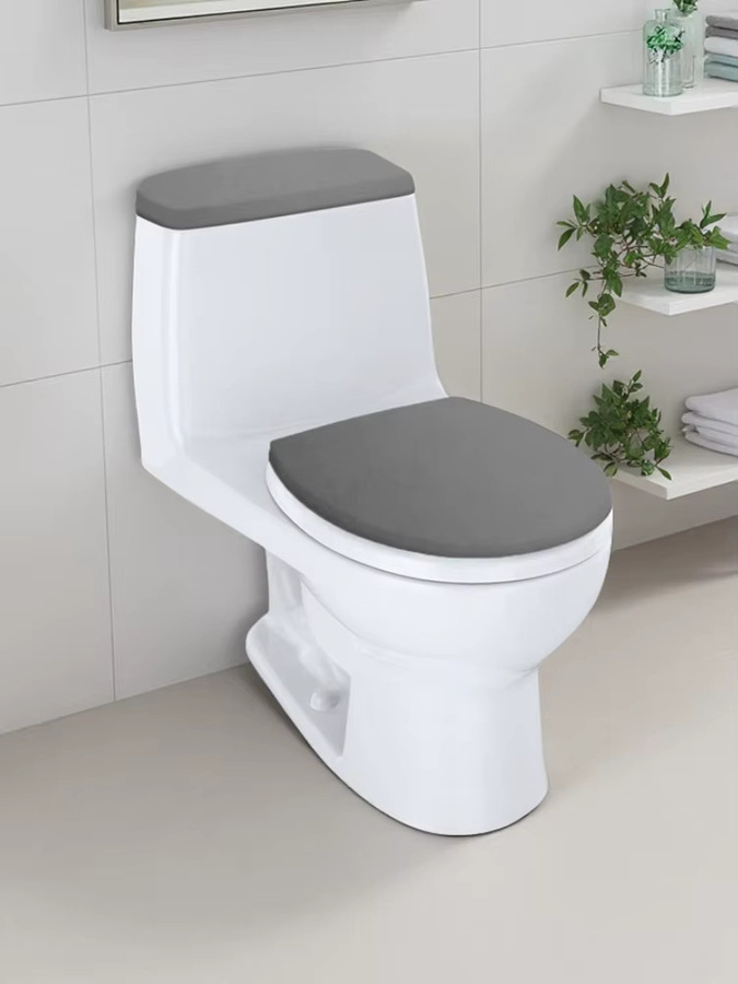 2er-Set WANERQU elastische Toilettensitzbezüge in Grau für ovale Toilettendeckel und Wassertanks - Bild 5