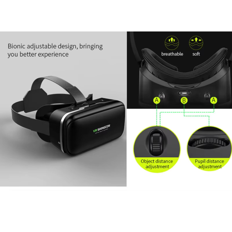 VR Shinecon 6.0 Virtual Reality Brille 3D Headset für iPhone und Android Smartphones in Schwarz - Bild 3