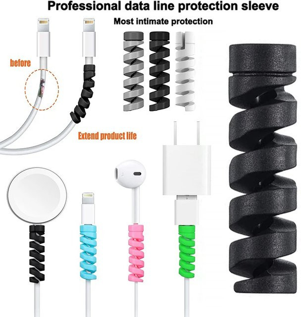 Silikon Kabelaufwickler in Weiß als Kabelschutz und Clip für dein iPhone USB-Ladekabel - Bild 1