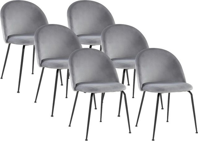 Vente-unique Stuhl Melbourne aus Samt in Grau mit Edelstahlgestell, Breite: 50 cm, Tiefe: 50 cm, Höhe: 50 cm - Bild 1