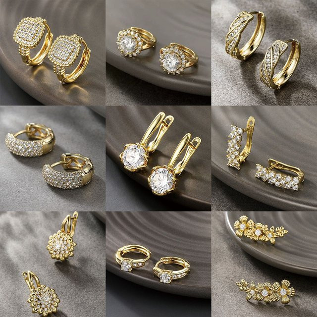 XP Jewlery Creolen, 14 Karat hellvergoldet, Zirkonia, Damen - Bild 1