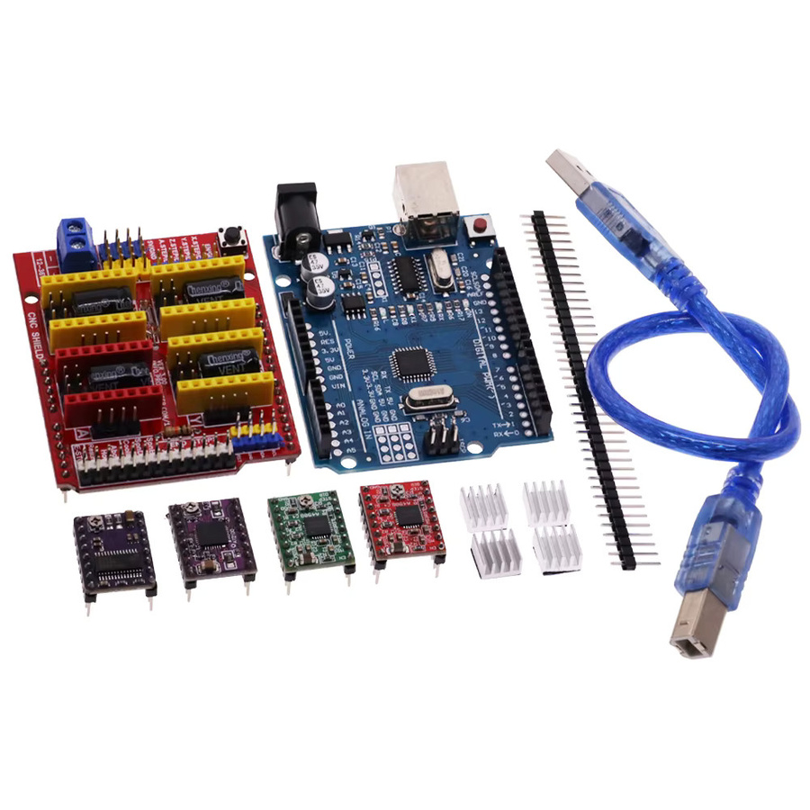 CNC Schild V3 Gravur Maschine und 3D Drucker Expansion Board mit A4988 DRV8825 AT2100 Treibern für Arduino und UNO R3 inklusive USB-Kabel in Grün - Bild 3