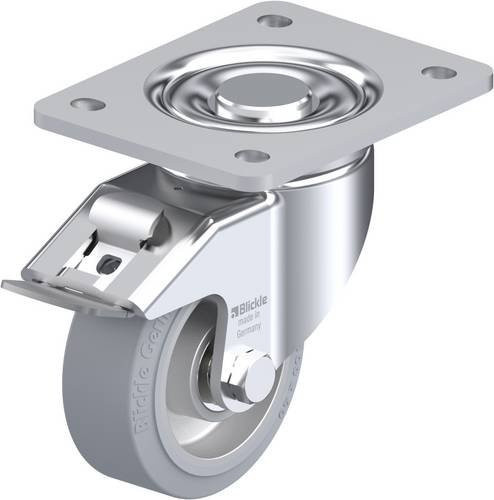 Blickle Lenkrolle LH-ALEV 100K-3-FI-SG mit Feststeller in Silber/Grau, Rad-Durchmesser: 100 mm, Tragfähigkeit: 200 kg - Bild 1