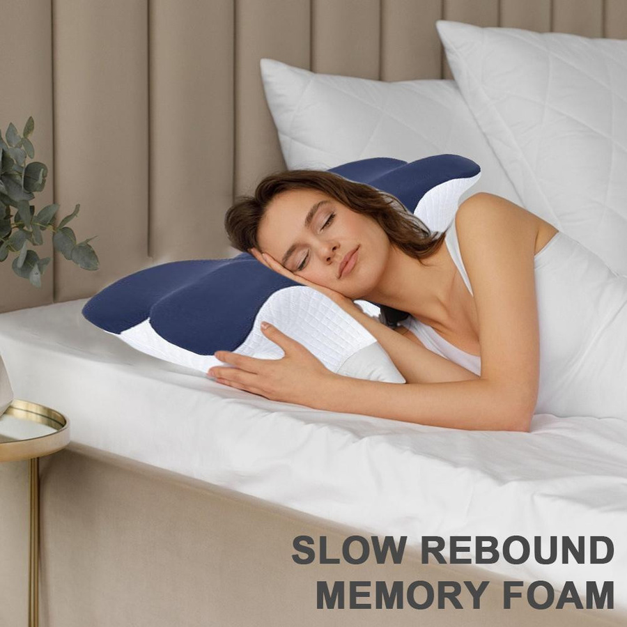 Ergonomisches Butterfly Memory Foam Nackenmassagekissen mit Slow Rebound Effekt für orthopädischen Schlaf - Bild 4