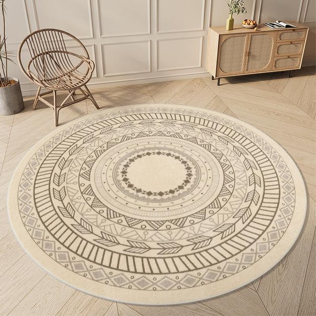 Runder Teppich Karpetti im skandinavischen Design, beige, rutschfest und flauschig, Durchmesser: 80 cm - Bild 1