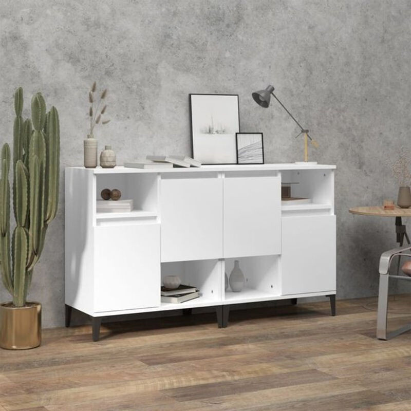 Vidaxl Sideboard Set 2 Stück Weiß Modern aus Holzwerkstoff und Metall B/T/H: 60 x 35 x 70 cm - Bild 1
