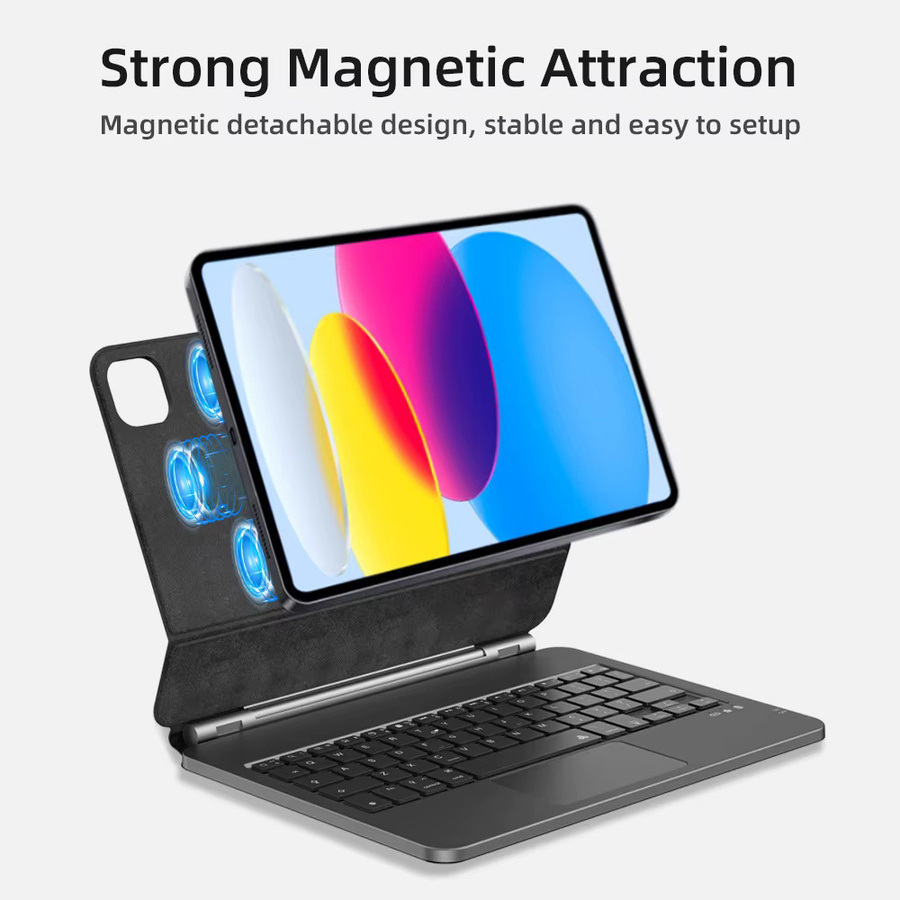 READYYEAH Magic Keyboard Hülle für iPad Air 2025, iPad Air 6 11, iPad Pro 13 2024, iPad Pro 11 2024, iPad Pro 12.9 und iPad Air 4 5 10.9 in Schwarz oder Weiß - Bild 2